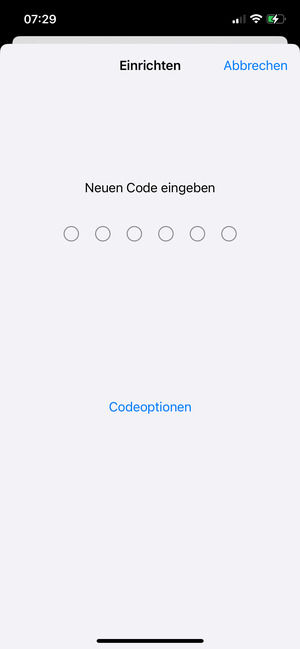 Geben Sie Ihren Zugangscode für die Sperre ein, falls diese bereits auf Ihrem Handy aktiviert ist