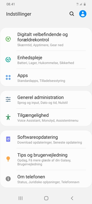 Scroll til og vælg Softwareopdatering