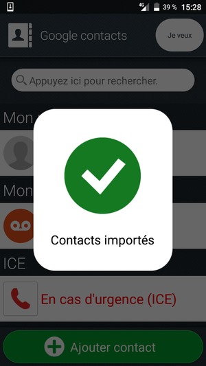 Vos contacts seront enregistrés sur votre téléphone
