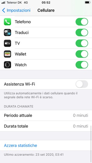 Scorri verso il basso e imposta Assistenza Wi-Fi su Off