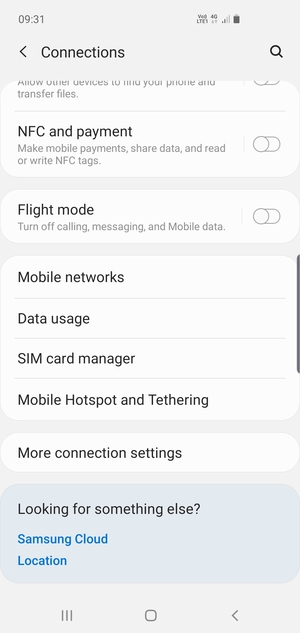Scroll to and select Mobile Hotspot and Tethering