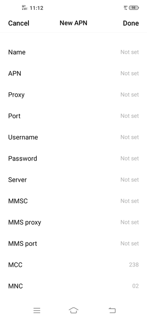 Enter MMS information