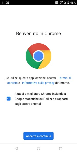 Seleziona Accetta e continua
