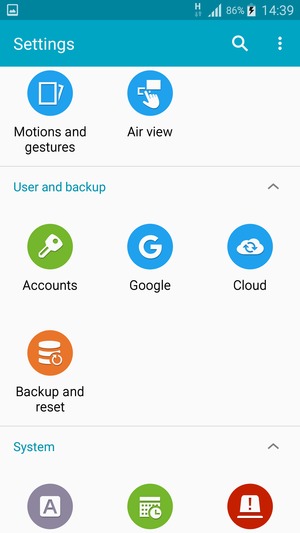 Scroll to and select Accounts