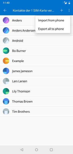 Wählen Sie Export all to phone