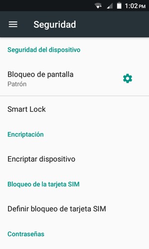 Para cambiar el PIN de la tarjeta SIM, vuelva al menú Seguridad y seleccione Definir bloqueo de tarjeta SIM
