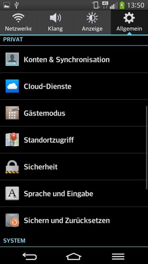 Wählen Sie Sicherheit