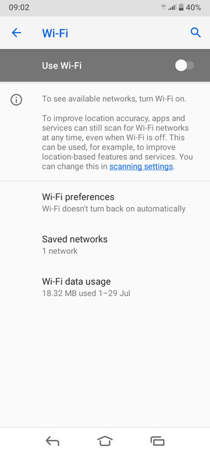 Turn on Use Wi-Fi
