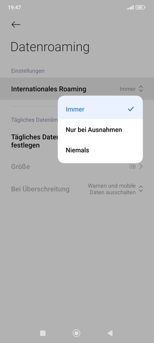 Wählen Sie die gewünschte Option