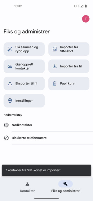 Kontaktene dine blir lagret på din Google-konto og lagret på telefonen din neste gang Google synkroniseres.