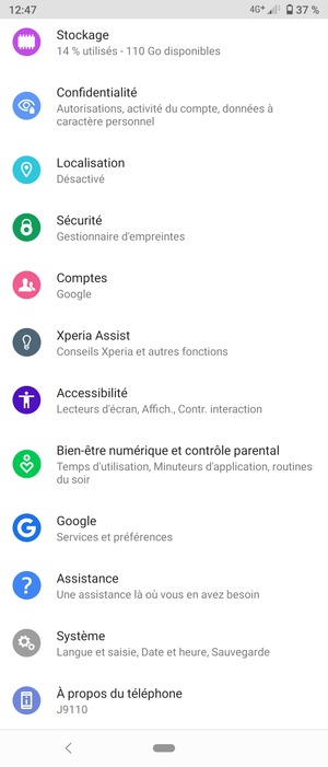Faites défiler et sélectionnez Système