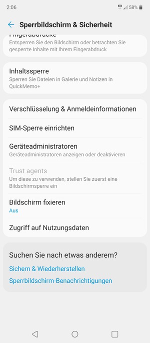 Um die PIN für die SIM-Karte zu wechseln, gehen Sie zum Sperrbildschirm & Sicherheit Menü und wählen Sie SIM-Sperre einrichten