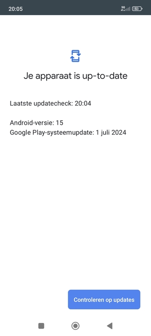 Als uw telefoon up-to-date is, zult u het volgende scherm zien
