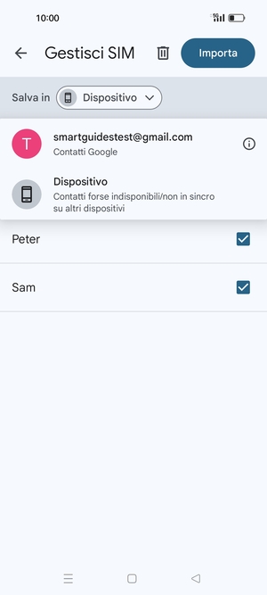 Seleziona il tuo account  Google