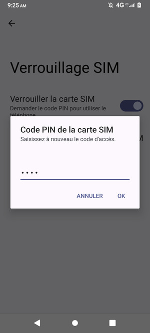 Veuillez confirmer votre nouveau code PIN de la carte SIM et sélectionner OK