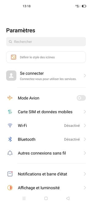 Sélectionnez Carte SIM et données mobiles