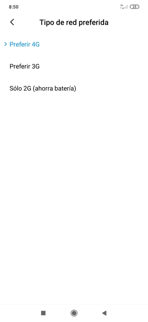Seleccione la opción deseada