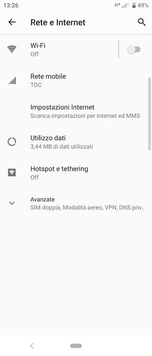 Seleziona Rete mobile