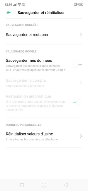Activer le Sauvegarder mes données