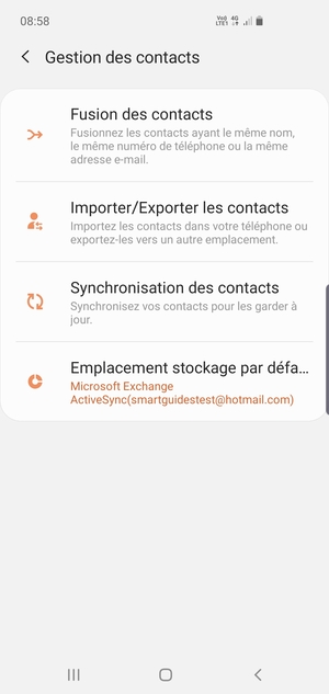 Sélectionnez Importer/Exporter les contacts