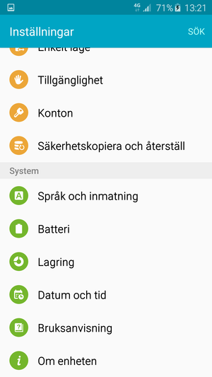 Scrolla till och välj Batteri
