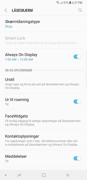 Vælg Skærmlåsningstype