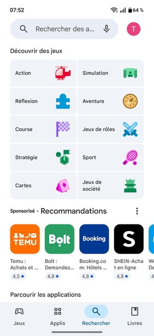 Sélectionnez la barre de Recherche