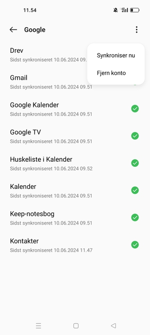 Vælg Synkroniser nu