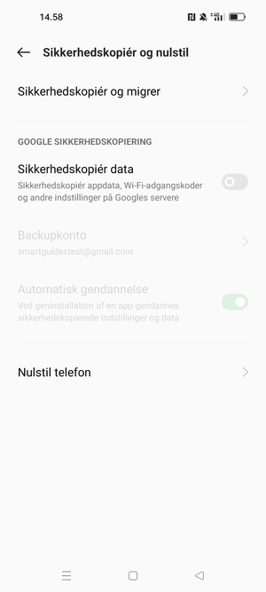 Aktiver Sikkerhedskopiér mine data