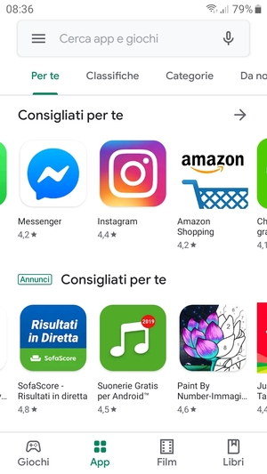 Seleziona la barra di ricerca