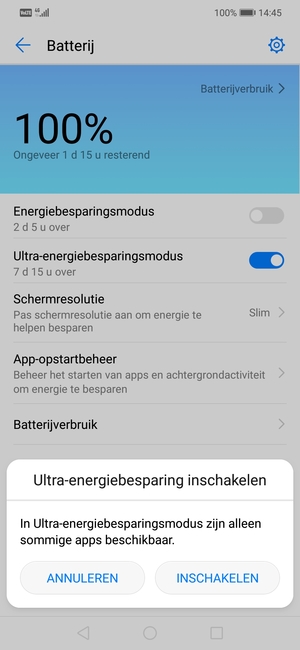 Selecteer INSCHAKELEN