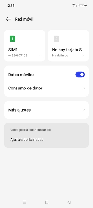 Seleccione SIM1 o SIM2