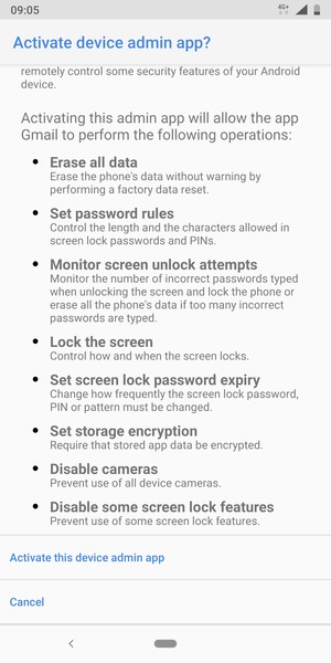 Scroll to and select Activate this device admin app