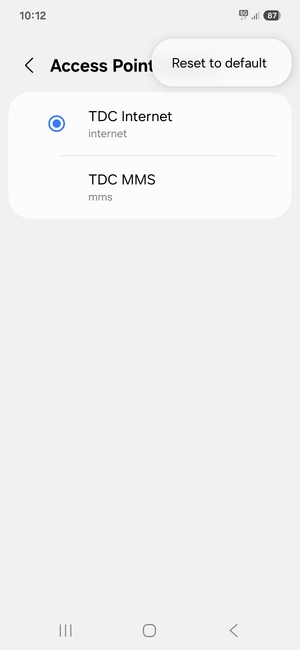 Select Reset to default