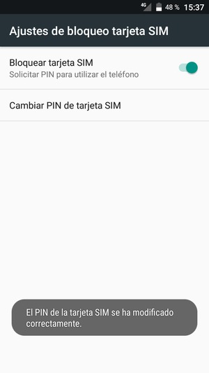 Su PIN de la tarjeta SIM ha sido cambiado