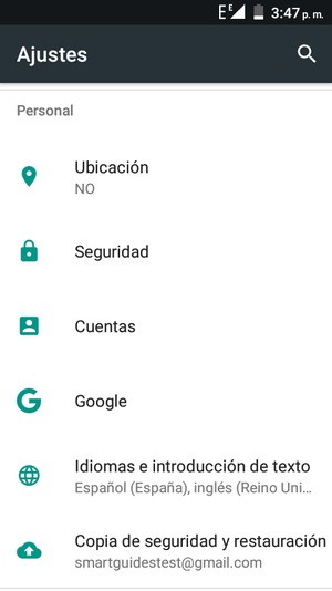 Desplácese y seleccione Seguridad