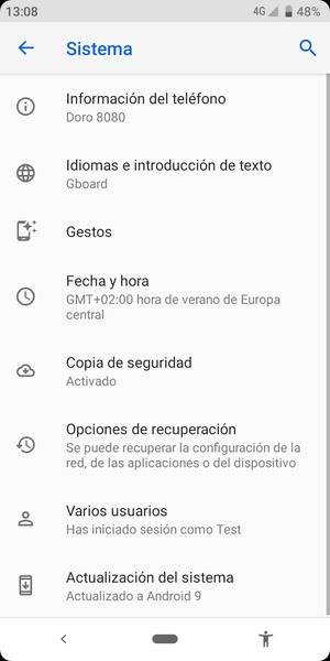 Seleccione Actualización del sistema