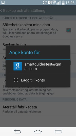 Tryck på ditt säkerhetskopieringskonto