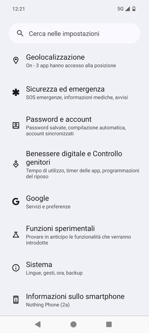 Scorri e seleziona Sistema