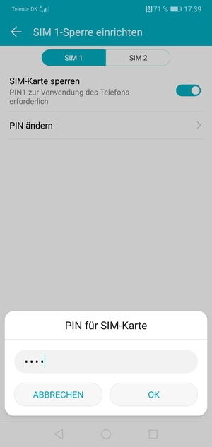 Geben Sie Ihre Alte PIN für SIM-Karte ein und wählen Sie OK