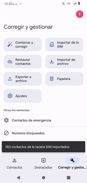 Sus contactos se guardarán en su cuenta de Google y se guardarán en su teléfono la próxima vez que Google sea sincronizado.