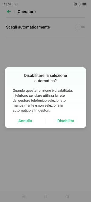 Seleziona Disabilita
