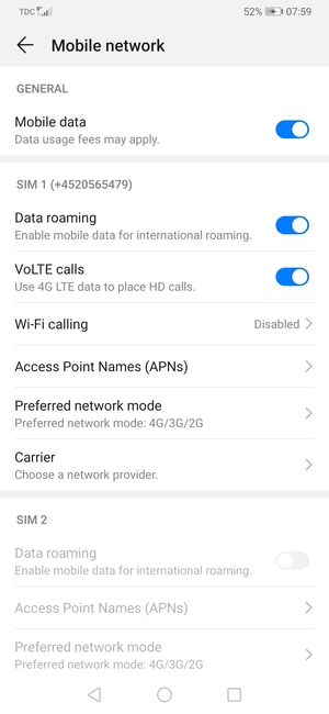 Turn Data roaming on or off