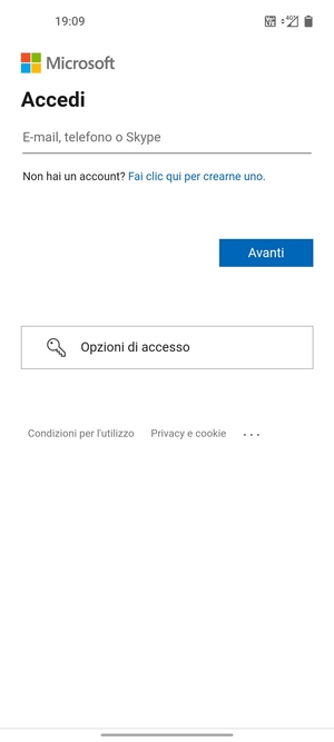 Inserisci il tuo indirizzo email e seleziona Avanti