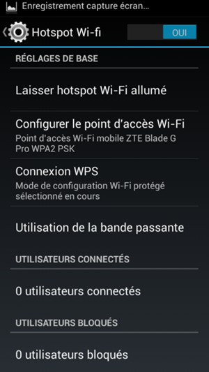 Votre téléphone est maintenant configuré pour être utilisé comme modem
