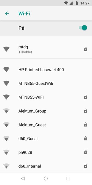 Du er nå koblet til Wi-Fi-nettverket