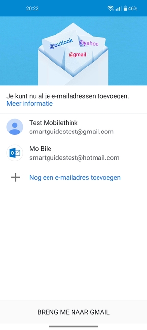 Selecteer BRENG ME NAAR GMAIL
