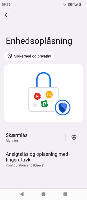 Din telefon er nu sikret med en skærmlås