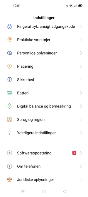 Scroll til og vælg Sikkerhed