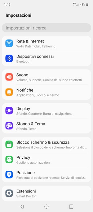 Seleziona Blocco schermo & sicurezza